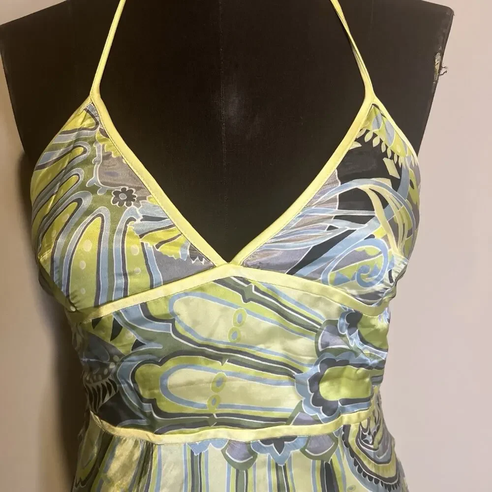 Nell Couture Vintage Satin Y2K Halter Dress Summer Party Size 6 Cocktail Wedding